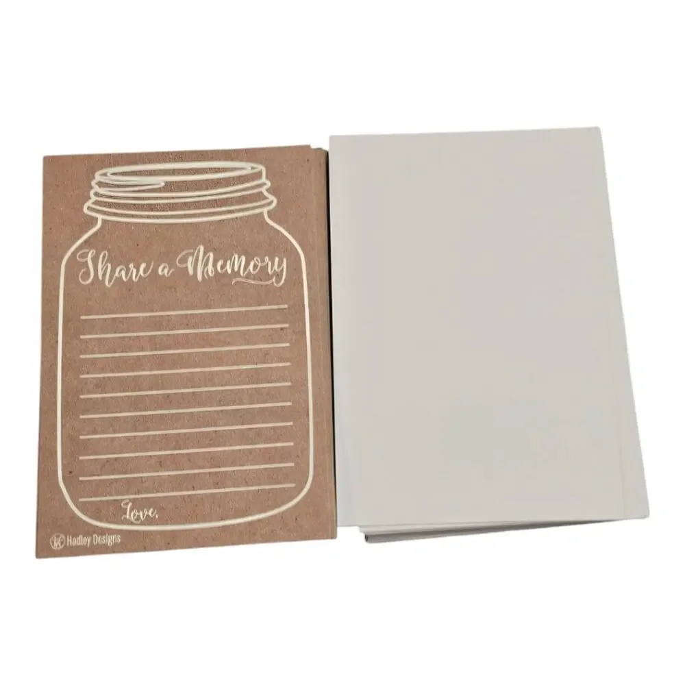 Hadley Designs Share A Memory Rustic Mason Jar Design With Lines For Writing